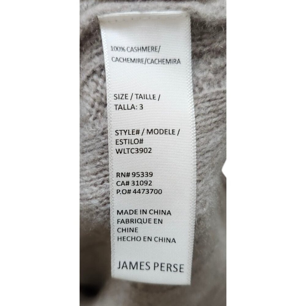 James Perse 100% Cashmere Cable Knit Sweater Women’s Size 3 Gray Luxury Pullover - Picture 6 of 12